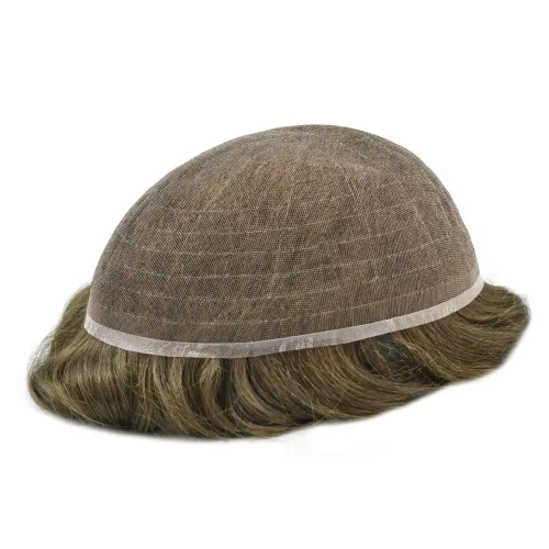 Miniatura 199 de Toupee para hombres nudos blanqueados hombres toupee hairpieces europeo virgen sistema de reemplazo de cabello humano suave encaje francés hombres
