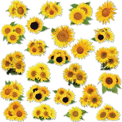 Zhanmai 24 piezas de imanes de girasol para nevera, imanes de girasol para auto, imanes de nevera de flores de verano, adhesivos magnéticos de