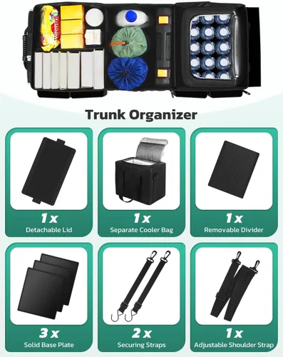 Miniatura 9 de Oasser Organizador de maletero, organizador de carga, organizador de almacenamiento para maletero, impermeable, plegable, duradero