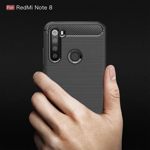 Miniatura 6 de Funda compatible con Xiaomi Redmi Note 8, diseño de textura de fibra de carbono y diseño de textura de cuero, contraportada antiarañazos, absorción