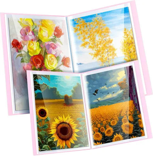 60 páginas A2 y A3, libro de almacenamiento de pintura de diamantes con diseño de diamantes, carpeta de arte de arte, libro de presentación con Rosa