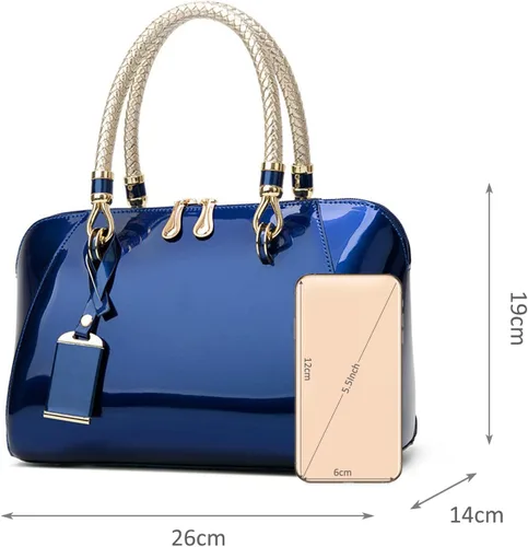 Miniatura 6 de NICOLE & DORIS Bolsos de mano para mujer, bolsos de mano de charol con asa superior, elegantes bolsos de noche, bolsos de hombro pequeños
