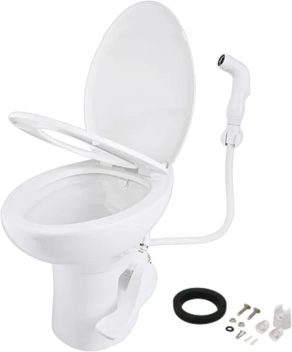 Miniatura 16 de SEAFLO Inodoro de altura residencial para cámper o caravana con accesorio rociador, altura estándar de 18.5 pulgadas, sistema de descarga por