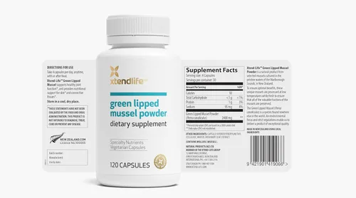 Miniatura 2 de Xtend-Life Polvo de mejillón de labios verdes Mejillón de labios verdes de Nueva Zelanda extra fuerte 2400 mg por porción para la salud