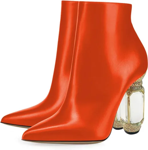 Miniatura 13 de FSJ Botas de tacón alto con punta puntiaguda para mujer, con tacón alto, con cremallera lateral brillante, estilo casual, para uso diario, zapatos