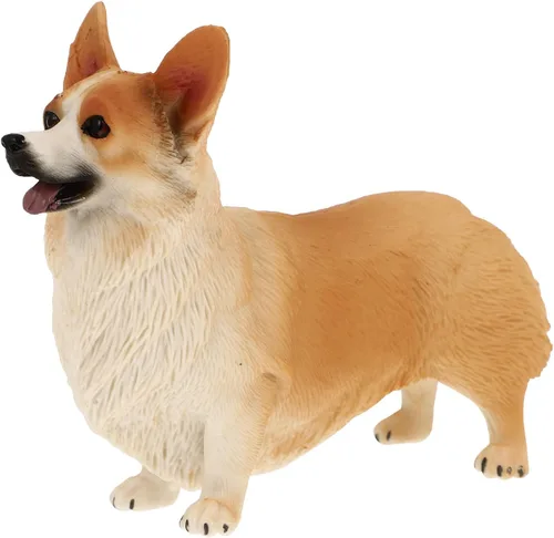 IMIKEYA Figura de Corgi galés, mini estatua de perro de resina, estatua de perro pequeño de Corgi para pastel, escultura de estatua de animal en