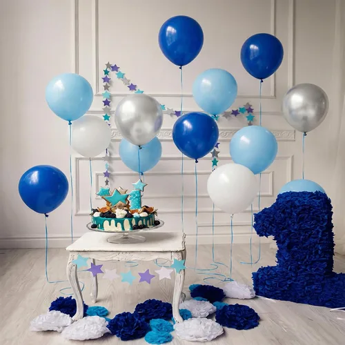 Miniatura 7 de Hiquaty Globos azules y plateados, 50 globos azul claro, globos azules y blancos de 12 pulgadas para decoración de cumpleaños, baby shower, boda