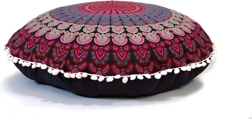 Miniatura 11 de CRAFT KALA Funda de cojín redonda de 22 pulgadas, diseño de mandala bohemio, para meditación, para sala de estar, sala de yoga, hogar, dormitorio