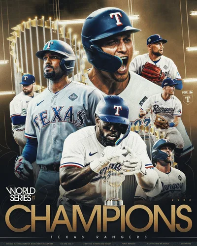 SPORTSPHOTOSUSA Campeones de la Serie Mundial de Texas Rangers 2023 8x10 Foto compuesta #2