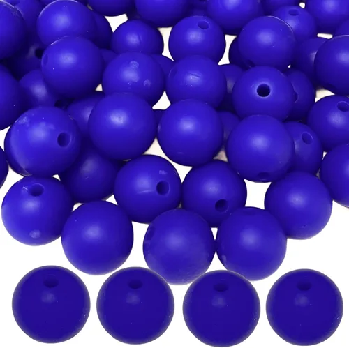 Miniatura 10 de Abalorios de silicona, 120 piezas de 6 mm abalorios redondos de silicona para hacer llaveros, pulseras, collares, aretes, joyas, manualidades DIY