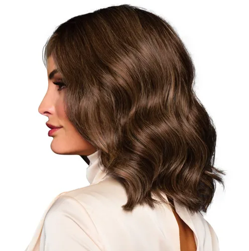 Miniatura 2 de Raquel Welch Bella Vida - Peluca ondulada en capas, 100% atada a mano, longitud de hombro por Hairuwear, gorra pequeña promedio, RL10/12 castaño