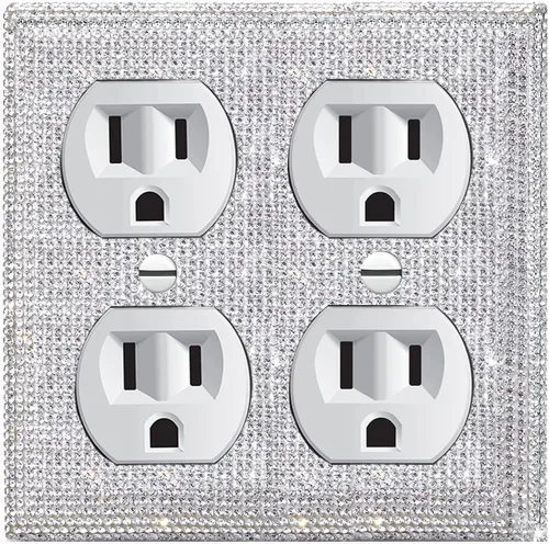 Miniatura 20 de Cubierta de placa de pared de diamantes de imitación plateados brillantes, cubierta de interruptor de luz de palanca doble, cubierta de salida