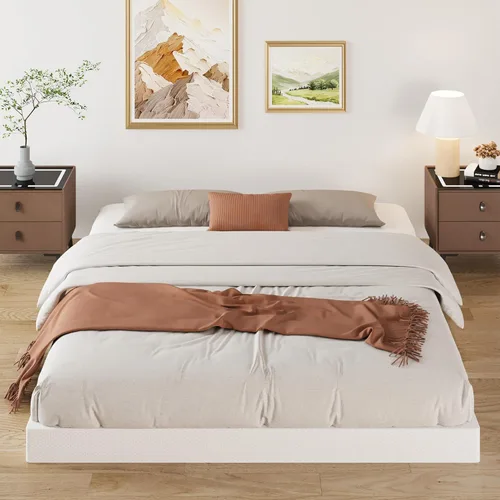 Miniatura 5 de Lutown-Teen Somier de 3 pulgadas de perfil bajo para cama Queen, somier metálico resistente para base de cama Queen con cubierta de tela, base de 3