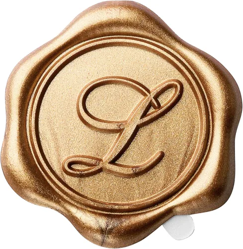 Miniatura 24 de Yoption - Pegatinas de sello de cera con letra inicial del alfabeto L, paquete de 100 unidades, autoadhesivas, estilo antiguo dorado, para sobres