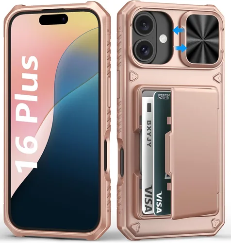 Miniatura 55 de BXYJY Funda tipo cartera para iPhone 15 Pro con tarjetero (4-5 tarjetas) y cubierta deslizante para cámara y soporte, protección contra caídas