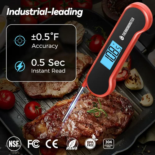 Miniatura 2 de Termómetro digital de lectura instantánea de 0.5 segundos para carne con precisión de ± 0.5 ℉, termómetro de alimentos para cocinar utensilios