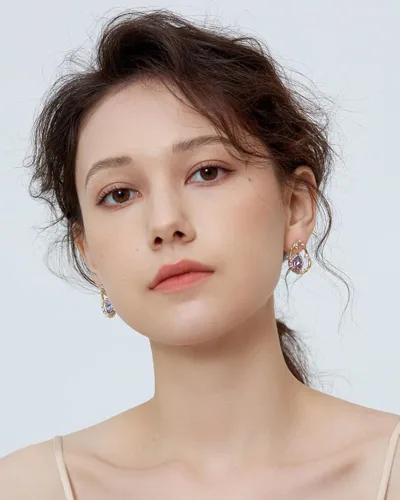 Miniatura 7 de Pendientes morados para mujer, aretes morados y dorados para mujer con circonita de amatista en forma de lágrima, perlas y pavés de cristal, aretes