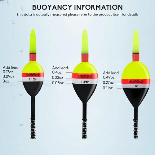 Miniatura 6 de QualyQualy 4 piezas de flotadores de pesca con luces deslizantes que brillan en la oscuridad, flotador de resorte para pesca de crappie y walleyes