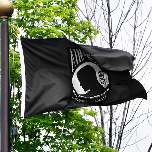 Miniatura 5 de Anley EverStrong Series - Bandera bordada Pow Mia de 3 x 5 pies, cabecera de lona bordada y resistente, 4 filas de costuras de cerradura, bandera