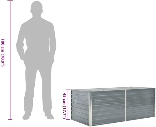 Miniatura 4 de vidaXL Cama de jardín elevada, cama de flores elevada, maceta de acero galvanizado, maceta al aire libre para patio, jardín, verduras, hierbas, gris