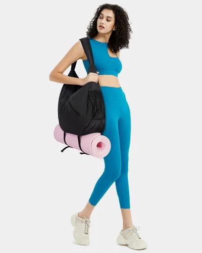 Miniatura 3 de Ceneda Bolsa de gimnasio grande para mujer, bolsa de lona deportiva con soporte oculto para esterilla de yoga y compartimento para zapatos, bolsa