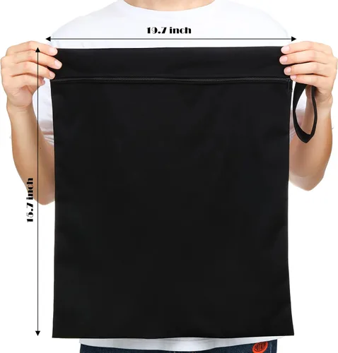 Miniatura 2 de Shappy 2 piezas de bolsa grande de lavandería para viajes, lavable, impermeable, para ropa sucia húmeda y seca, para baño y ejercicio (negro sólido)