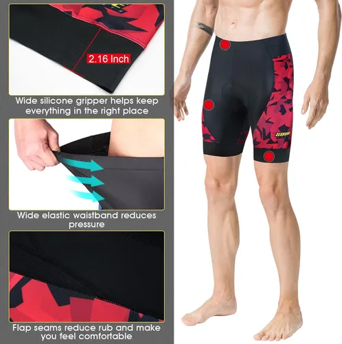 Miniatura 9 de Souke Sports Pantalones cortos de ciclismo acolchados para hombre, cómodos pantalones de ciclismo de carretera