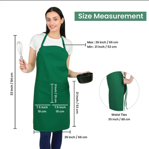Miniatura 5 de Delantal de cocina de algodón resistente a las gotas de agua con delantales ajustables para mujer con bolsillos 8 opciones de color para cocinar
