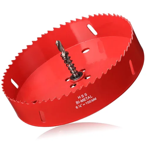 Miniatura 32 de Sierra de agujero de 4 1/8” (105mm) para madera y plástico, broca de corte de núcleo de sierra de agujero HSS bimetálica para paneles de yeso, Rojo