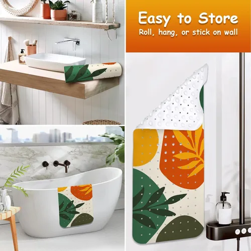 Miniatura 5 de Alfombra de baño antideslizante, alfombra de baño Bohemia para bañera, alfombra de baño extra larga con ventosas y agujeros de drenaje
