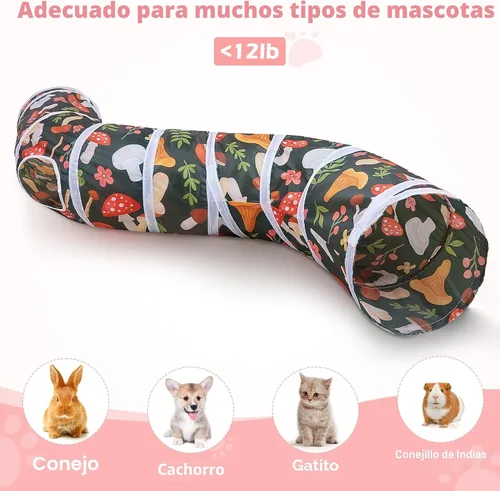 Miniatura 7 de Glittme Túnel para gatos, túneles para gatos de interior, cueva de gatos en forma de S con juguetes para gatos, tubos plegables para gatos y túneles