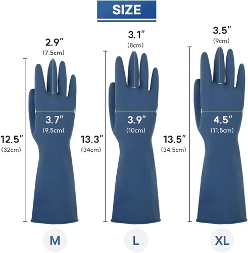 Miniatura 2 de HOMSSEM Guantes de goma para lavar platos, 2 pares de guantes de goma de alta calidad para limpieza, color gris urbano, verde, azul