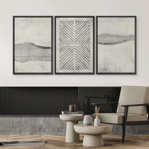 Miniatura 17 de SIGNWIN Lienzo enmarcado para pared, arte con pinceladas de flujo neutro en tonos beige abstractos, ilustraciones, arte moderno, decorativo