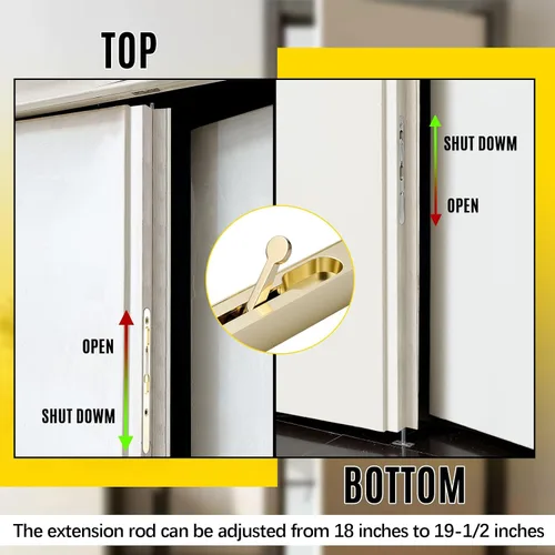 Miniatura 6 de Blulu 2 piezas de perno empotrado de palanca abatible extendida de 18 pulgadas para puerta doble, accesorios para cerraduras de puerta francesa