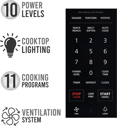 Miniatura 6 de Farberware Horno microondas sobre la gama, 1.7 pies cúbicos, 1000 W, sensor de cocción, recalentamiento automático, cocción multietapa, función