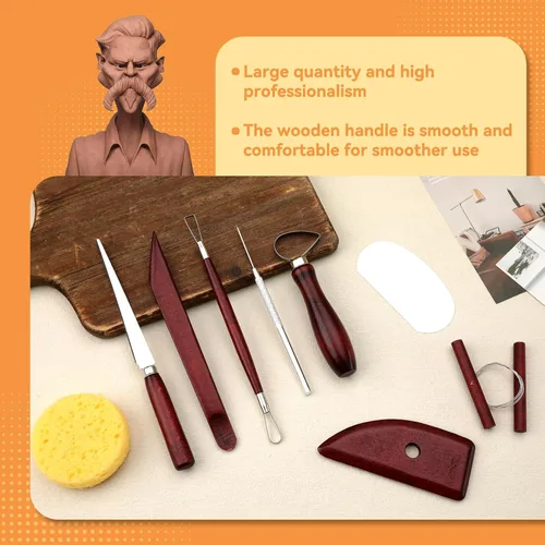 Miniatura 3 de Kit de herramientas de cerámica, juego de herramientas de arcilla, kit de herramientas de cerámica, herramientas y suministros de cerámica con corte