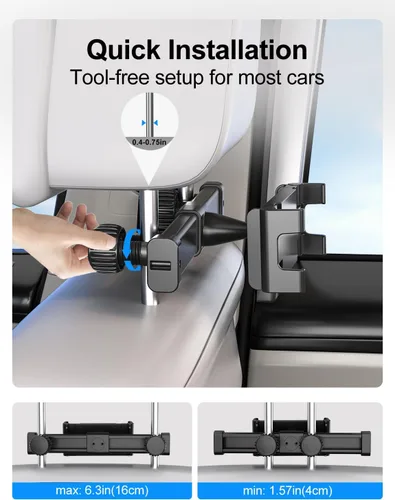 Miniatura 4 de PLDHPRO Soporte para tablet reposacabezas de automóvil, soporte para tableta para asiento trasero de automóvil para niños, artículos esenciales