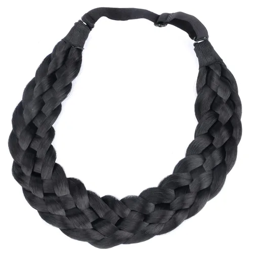 Miniatura 18 de Diadema clásica de cabello sintético trenzado de 5 hebras, trenzas gruesas y anchas, extensión de cabello con elástico para mujeres y niñas