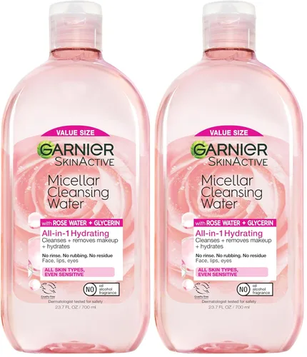 Miniatura 12 de Garnier Agua Micelar con Agua de Rosa y Glicerina, Limpiador Facial Hidratante y Removedor de Maquillaje, para Todo Tipo de Piel, Vegano, Sin
