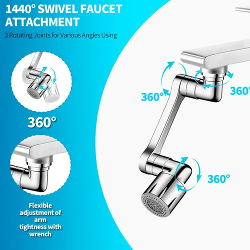 Miniatura 2 de Extensor de grifo giratorio de 1440°, aireador de fregadero de 2 modos de salpicadura, filtro de agua, extensión de filtro de agua para cocina, 1pcs
