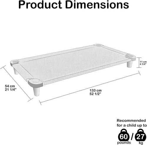 Miniatura 9 de Acrimet Cuna siesta para niños, cama portátil para niños pequeños, apilable, 52 pulgadas de largo (tubos de acero inoxidable)