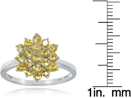 Miniatura 3 de Ice Gems Anillo de plata de ley con flor de citrino auténtica