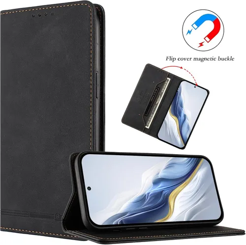 Miniatura 9 de Funda para teléfono compatible con Blackview Oscal Flat 1c 【Bloqueo RFID】【Soporte para tarjetas con cierre magnético】 Funda negra