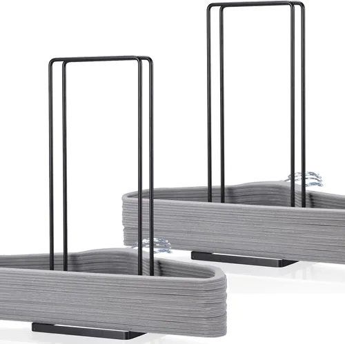 Miniatura 8 de EASTTOWEST Organizador de percha apilador para armario, cuarto de servicio, soporta hasta 110 ganchos de alambre, acero al carbono negro, soporte