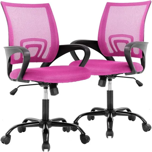 Miniatura 22 de Juego de 2 sillas ergonómicas de escritorio, sillas de oficina de malla para computadora con soporte lumbar y reposabrazos, silla de trabajo Gris