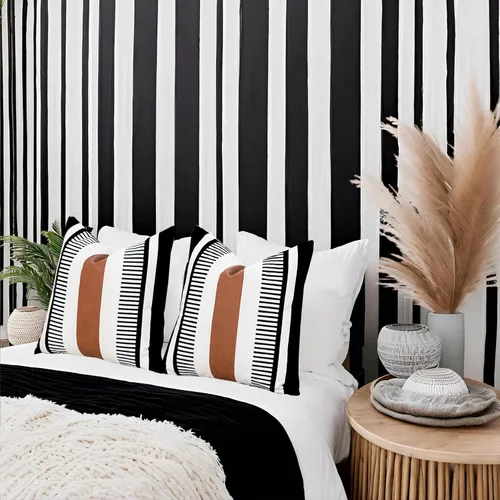 Miniatura 7 de Funda de Almohada Euro de Rayas Estilo Granja 26x26 Funda de Cojín de Acento Grande Cuero Sintético Blanco y Negro Funda de Almohada Decorativa