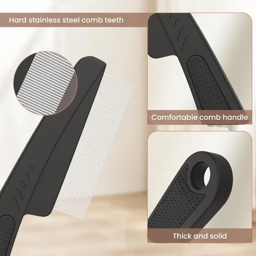 Miniatura 4 de Peine para la caspa, peine de dientes finos para el cuero cabelludo, peine de desintoxicación para piojos para mujeres, hombres y niños, acero