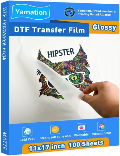 Miniatura 7 de Película de transferencia DTF brillante: 8.5" x 11" pulgada 100 hojas de papel PET brillante transparente pelado en frío transferencia directa a