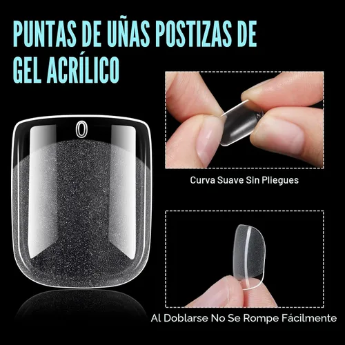 Miniatura 5 de TOMICCA Puntas de uñas cortas cuadradas extra cortas, 192 unidades, uñas postizas, 12 tamaños, uñas acrílicas transparentes para principiantes y 192