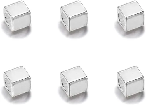 Miniatura 2 de 100 cuentas espaciadoras de cubo de 0.079 pulgadas para hacer joyas, cuentas espaciadoras de latón sueltas, cuentas espaciadoras cuadradas